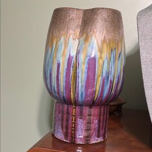 Beautiful Purple Blue Gold Pottery Vase